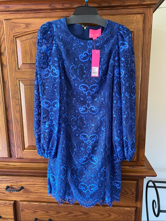 Lilly Pulitzer Dresses & Skirts - Lilly Pulitzer Royal Blue Lace Long-Sleeve Shift Dress